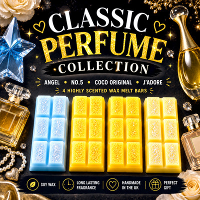 Classic Parfum Wax Melts Geschenkset 4 Snap Bars Angel No.5 J'Adore Coco