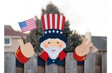Patriotic Uncle Sam Fence Peeker Decoration