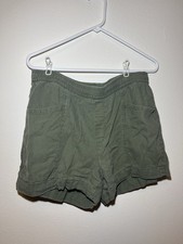 Old Navy Women's Olive Green Linen Blend High Rise Shorts, Size M Drawstring