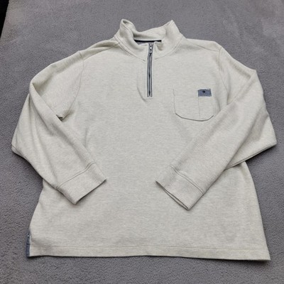 Tommy Bahama Sweatshirt Mens Size XL Oatmeal Haystack Half Zip Pullover