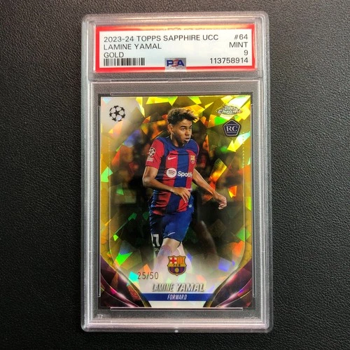 2023-24 Topps Chrome Sapphire UEFA UCC RC Lamine Yamal Gold /50 PSA 9