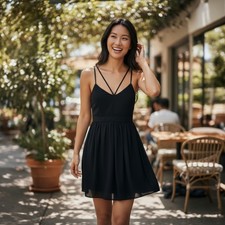 Finn & Clover Little Black Dress Size Small Strappy Sleeveless