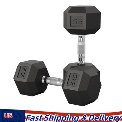 Fitness Hex Dumbbells Strength Training Workout Equipment Set, 35 lbs