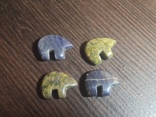 Lot 4 Stone Bear Fetish Carvings Zuni Style Animal Beads Serpentine Sodalite