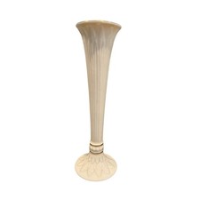 Lenox Ivory Fine China Bud Vase 24k Gold Trim Fluted Leaf Base 9.25" USA Made