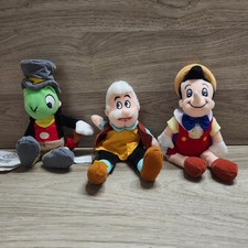 Disney Store Pinocchio  Gepetto  Jiminy Cricket Mini Bean Bag 9" Plush