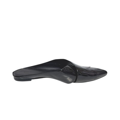 Minimalist Sigerson Morrison Black Patent Leather Pointed Toe Mules Size 7.5 B