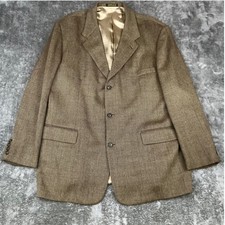Paul Fredrick Mens Brown Herringbone Sport Coat Blazer Jacket Size XL