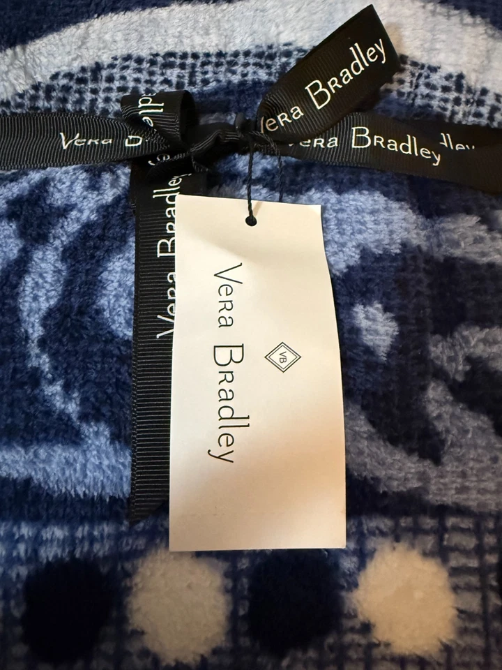 Vera Bradley плед Indio синий пейсли новый с Ярлыками сняты с производства мягкий уютный плюшевый 80 x 50 - Изображение 3 из 4