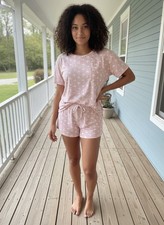 Disney Pink Mickey Mouse Print Lounge Set with Shorts and Pocket
