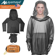 Unisex Mosquito Jacket with Hood & Gloves Set for Outdoor Insect Protection Safe