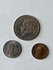 1976 Mexico Coins-1 Peso, 20, and 5 Centavos-Circulated
