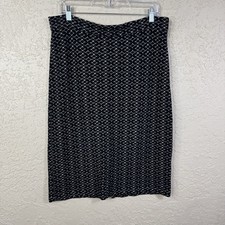 Maeve Anthropologie Black White Geometric Knit Pencil Skirt L Ring Zip Career