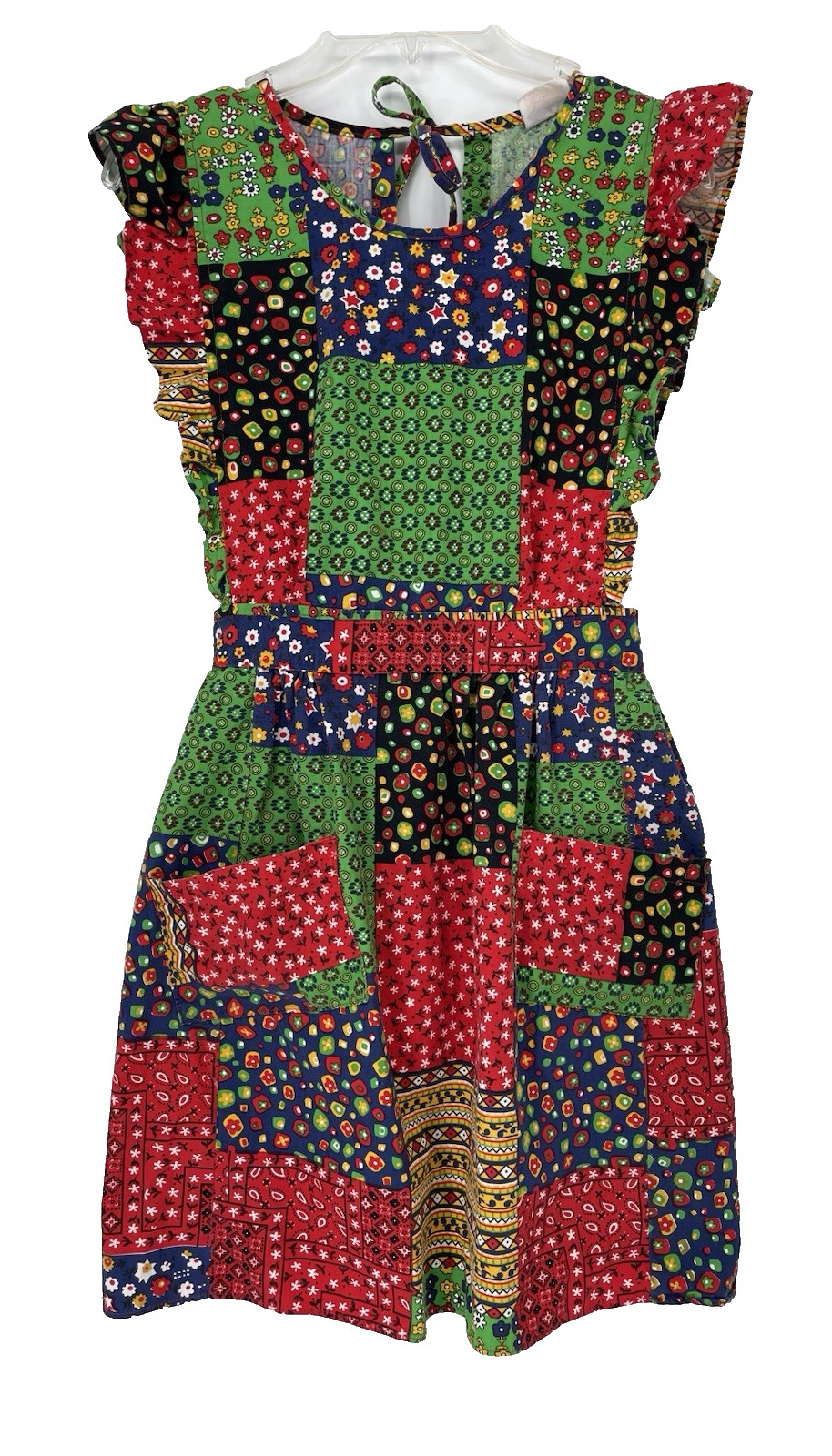 VTG 60s Patchwork Print Ruffled Apron Hippie Pina… - image 8