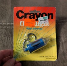 Vintage Crayon Mini Blue Flashlight With Keyring 1980s NOS