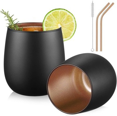 Glastal 450ml Gin-Gläser, Schwarz-Matt, Trink-Gläser, 2er Set, Wasser-Gläser 