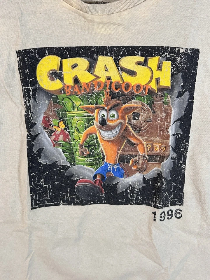 Мужская футболка Crash Bandicoot средний размер видеоигра 1996 повседневный хлопковый топ с круглым вырезом - Изображение 4 из 4