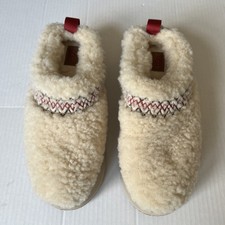 UGG Women Size 8 Tazz Braid Natural Fuzzy Platform Slippers Shoe