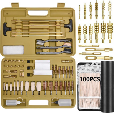 Kit limpieza armas universal con tapete, latón, estuche, rifles/pistolas