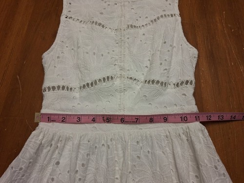 Girls Dress White Cotton Eyelet Sleeveless See Pic For Brand Back Zipper XS - Picture 12 of 13
