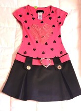 Girl's pink/black "I Heart" short sleeve dress size XS 4/5 by Basic Editions