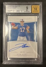 Josh Allen 04/99 2018 Auto National Treasures Rookie Beckett 9 Auto 10 Bills
