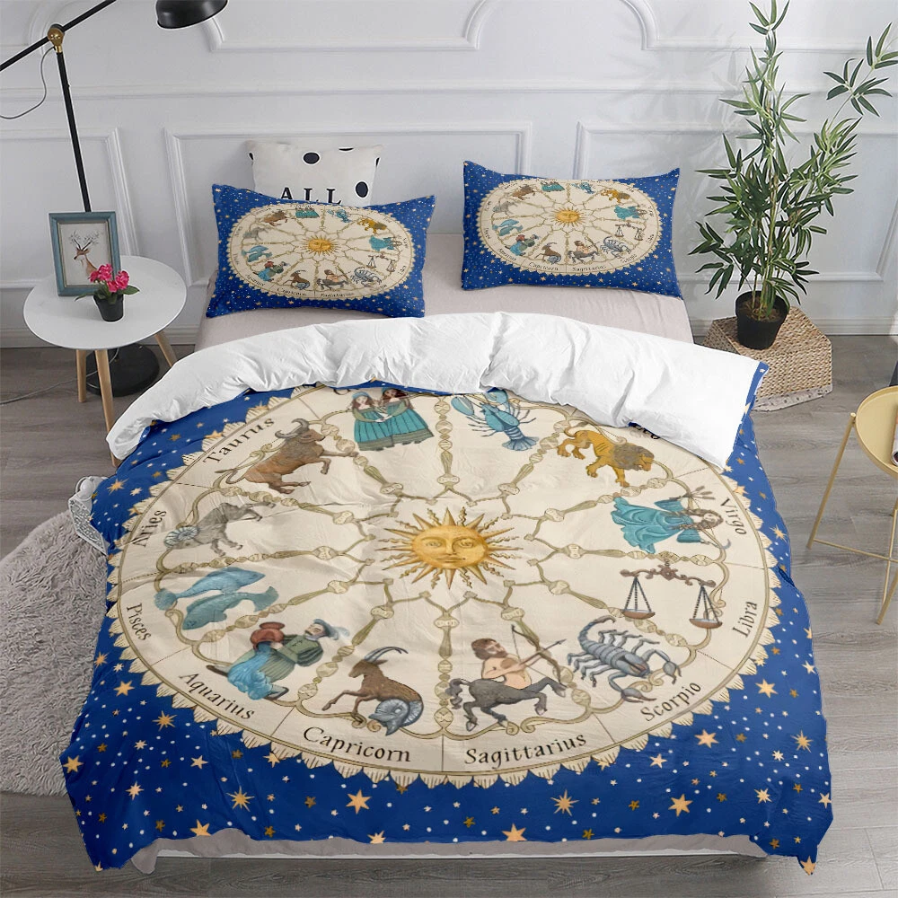 Cartoon Constellation Duvet Quilt Cover Bedding Set twin full  Queen Pillowcase