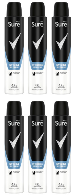 Sure Men Invisible Ice Fresh Anti-Perspirant Aerosol deodorant 48hr 200ml x 3 - Image 4