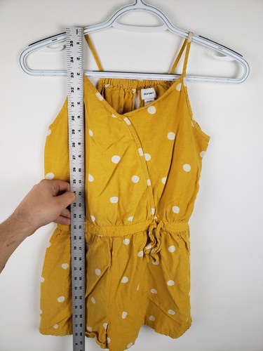 Old Navy Romper Tank Top Yellow With White Polka Dots Girls Size XL 14 - Picture 9 of 10