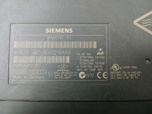 Siemens 6ES7 407-0KA02-0AA0 Simatic S7-400 Power Supply AC120/230V 0.9/0.5A - Picture 9 of 11