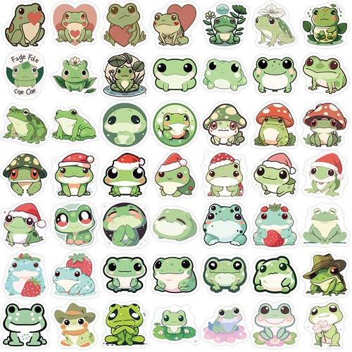 100 Sheets Cute Animal Frog Cartoon Stickers Decals Laptop Notebook Decorati _yi - Zdjęcie 7 z 9
