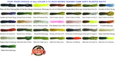 Mizmo Tubes Teaser 2.75 Inch Soft Plastic Bass Tube Baits Any Color 12 Count Pk