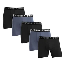 Puma Men's 5-Pack Sport Luxe Performance Boxer Brief, Multicolor, L 36-38