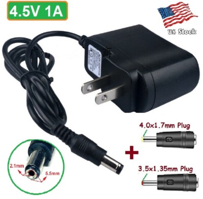 4.5V 1A AC/DC Power Supply Adapter 5.5x2.1mm with 2 DC Power Plug Tips