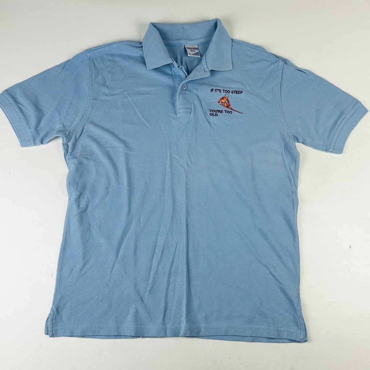 【希少・美品】80s 90s Polo Country G9 Vintage 80s 90s Jerzees Mens Polo Shirt Sz Medium Blue Ski Too