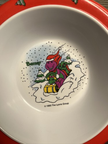 Christmas Barney The Dinosaur Lyons Group 1993 Bowl Snowman - Picture 2 of 3