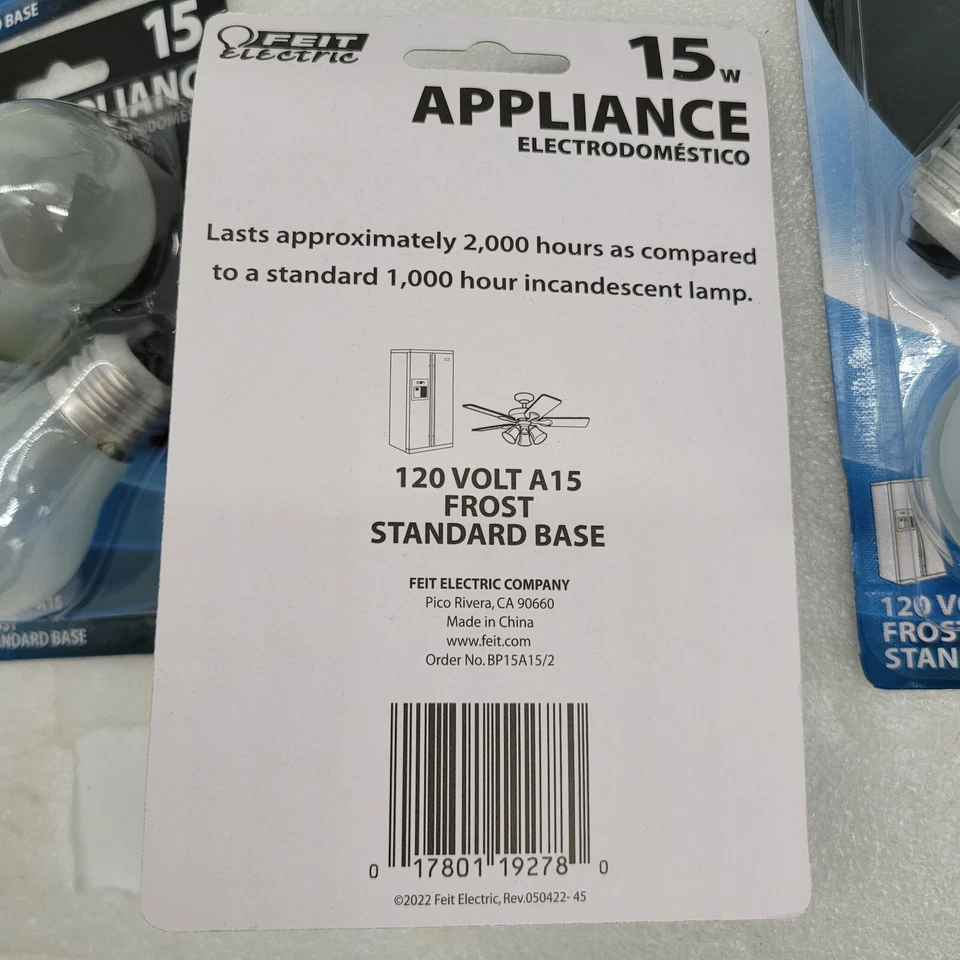 Feit Electric BP15A15/2 15W Appliance Frost ( 6 x Of 2 Pack Light ) - 9278 - Image 4 of 4