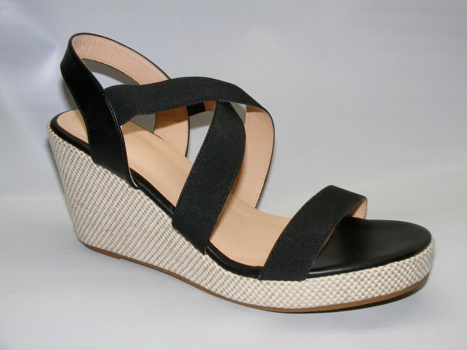 Unbranded Black 3" Wedge Heels Women's Size 11 M Espadrille Slides Sandal Shoes - Image 2 of 4