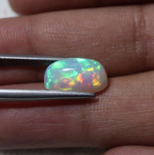 3.8 Cts 14x7.9x6.3 MM Natural AAA Green Red Yellow Fire Ethiopian Opal Cabochon - Bild 3 von 8