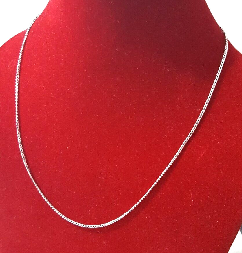 Gorgeous Sparkling Curb Chain Necklace 46CM Long 925 Silver 3.50 g #20869