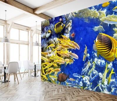 3D Gelber Fisch M819 Tapete Wandbild Selbstklebend Abnehmbare Aufkleber Eve