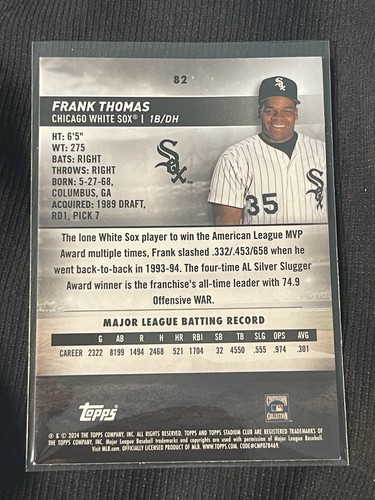 2024 Topps Stadium Club Chrome Frank Thomas Gold Minted Refractor SSP #82 - Bild 2 von 2