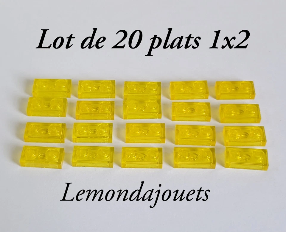 LEGO 3023 Lot de 20 Plat 1x2 Plate Transparent Jaune Trans-Yellow 1 x 2 2x1 - Photo 1/4