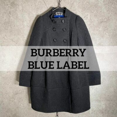Burberry Blue Label Double Wool Coat Dark Gray Women's Size M From