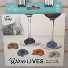 NEW Cat Lover Wine Charms Set of 6 Gift Ready Unopened by Genuine Fred