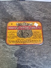 Vintage 'Sure Shield' Iodised Throat Tablets Tin 1/6d Version Yellow