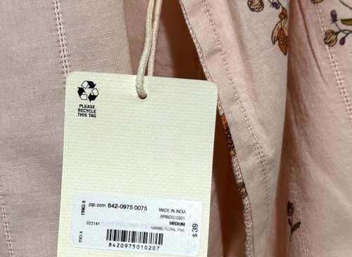 a.n.a $39 Maribel Pink Floral 100% Cotton Peasant Blouse Size Medium NWT - Picture 4 of 5