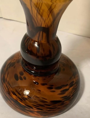 Kunstglas lLeopard Bernstein 2 Wege Standfuß Kerzenhalter 8,5" - Bild 6 von 12