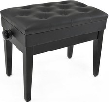 Hadley HSA-300 Adjustable Height Piano Stool With Storage in Matt Black