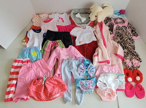 18" Doll Clothing Shoes Dog Bed Lot Fits American Girl Battat OG Our Generation